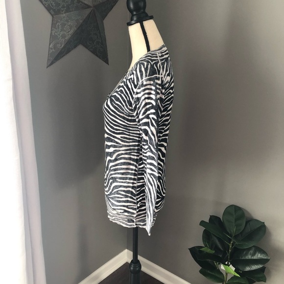 Michael Kors Zebra Print Long Sleeve Black/White Sz XS - Picture 3 of 8